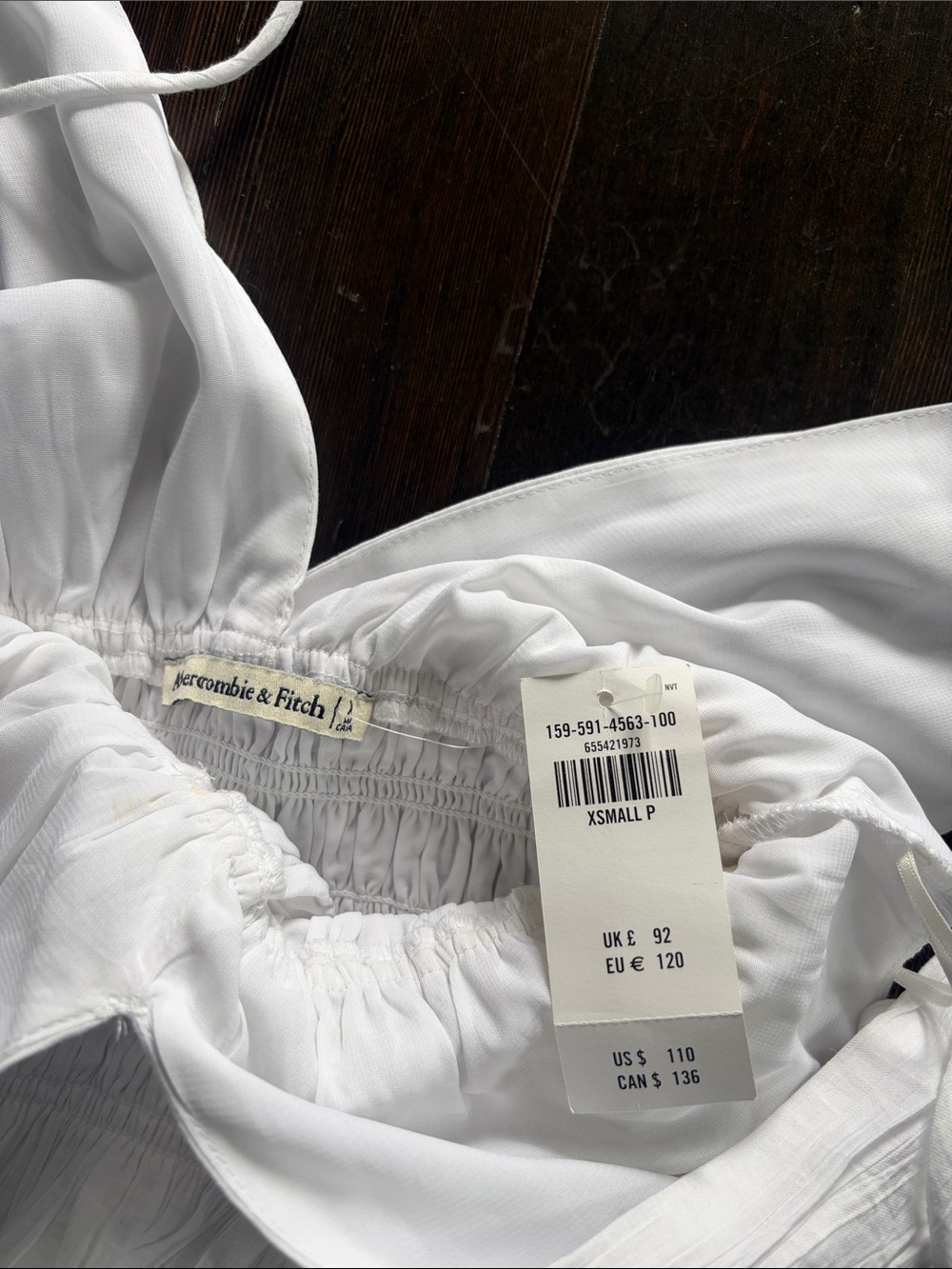 Abercrombie & Fitch White V-Neck Smocked Waist Maxi Dress - Picture 3 of 3